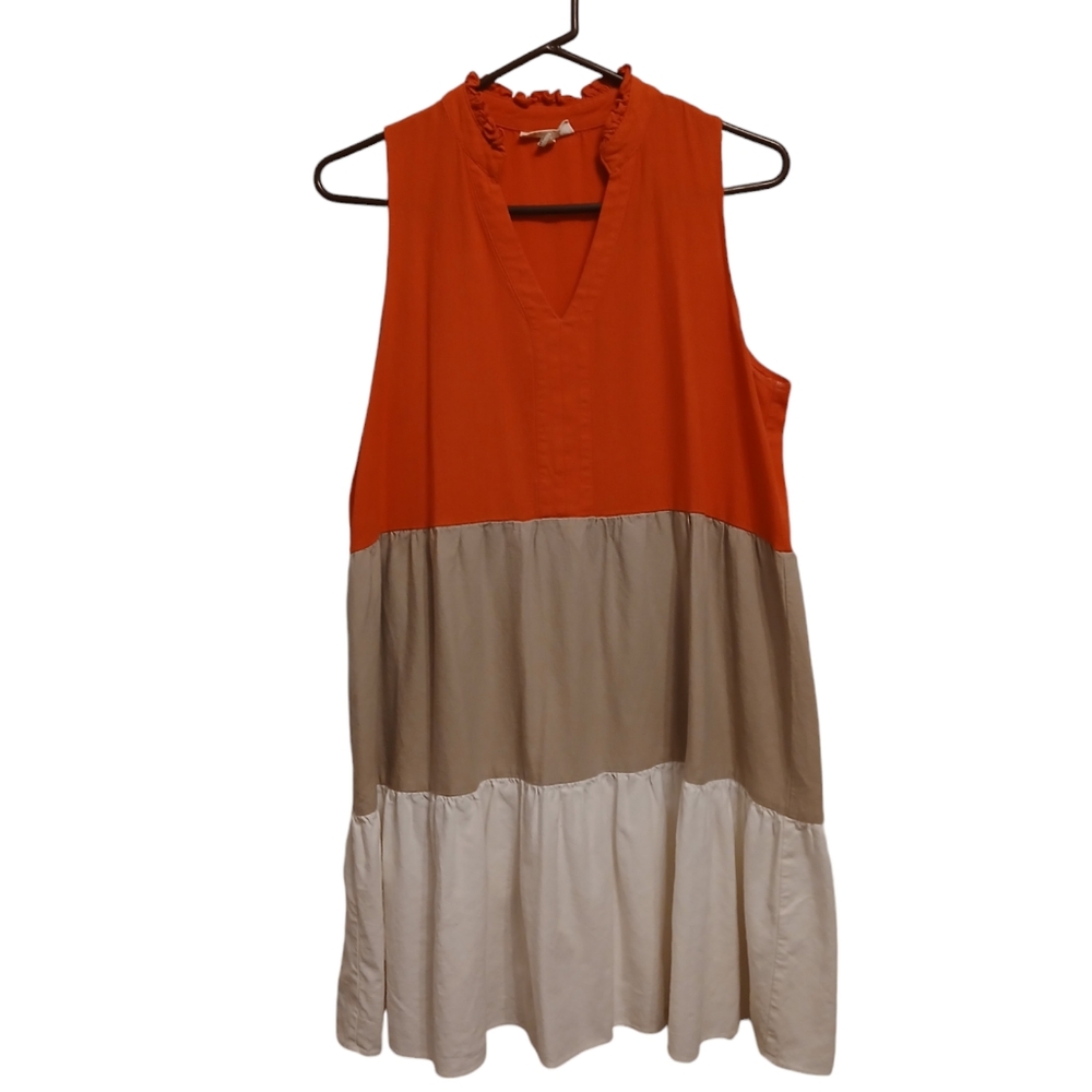 Sleevless dress color block Aline